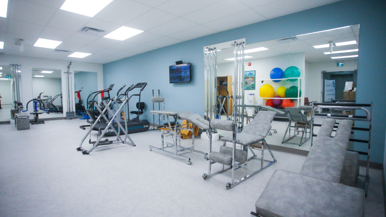 the exercise room at our Wynford location. Featuring exercise equipment